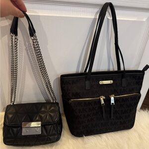 Black Michael Kors Tote and Crossbody Bag Set